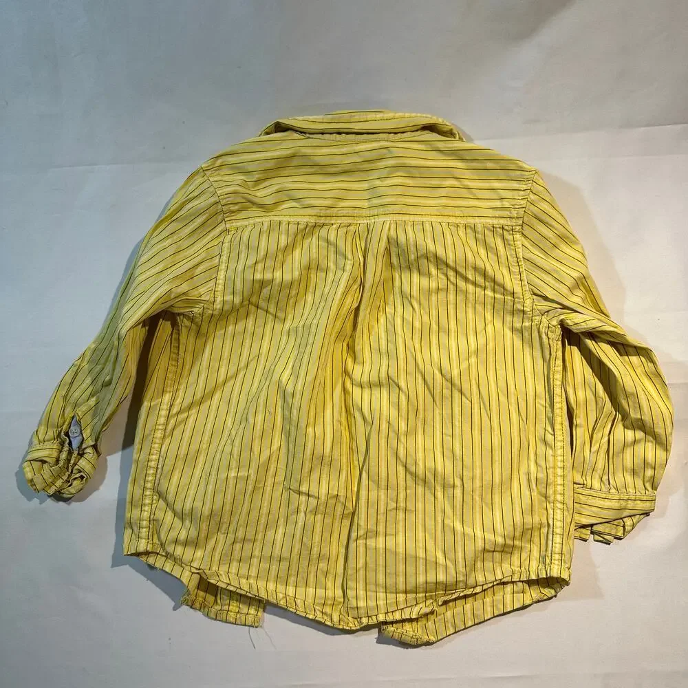 Baby Gap 100% Cotton Yellow Striped Long Sleeve Button Up Poplin Top Sz 4t